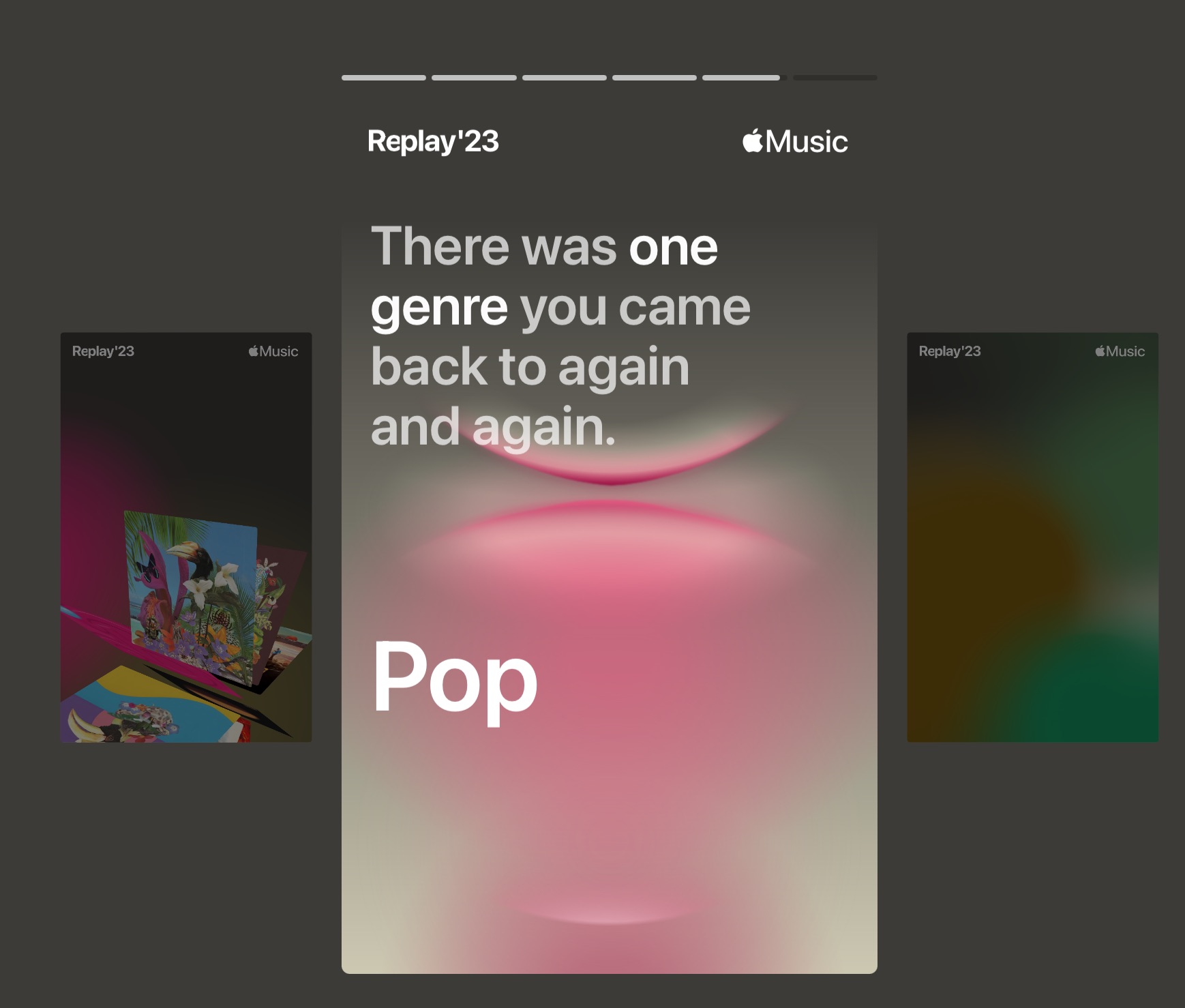 Apple Music Highlight Reels showing the most listened to genre was Pop.