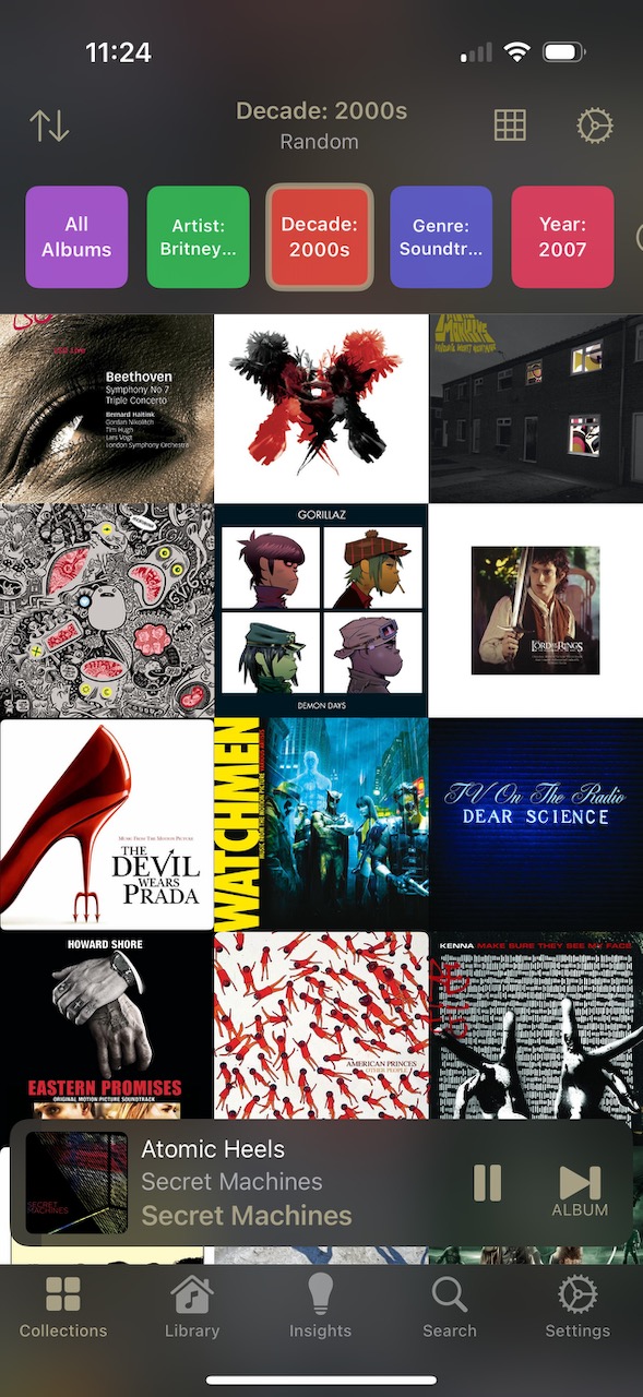 A screenshot of albums showing many albums in a grid. This is the Collections interface showing 2000s albums in no particular order.