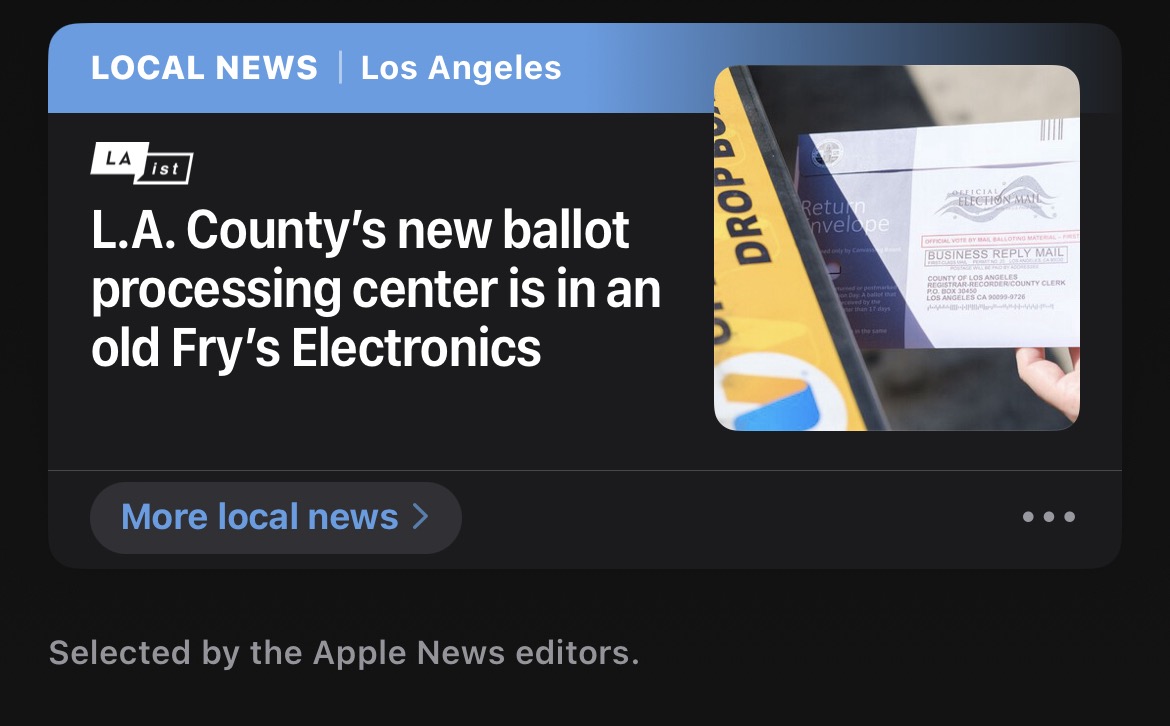 L.A. County's new ballot processing center is in an old Fry's Electronics