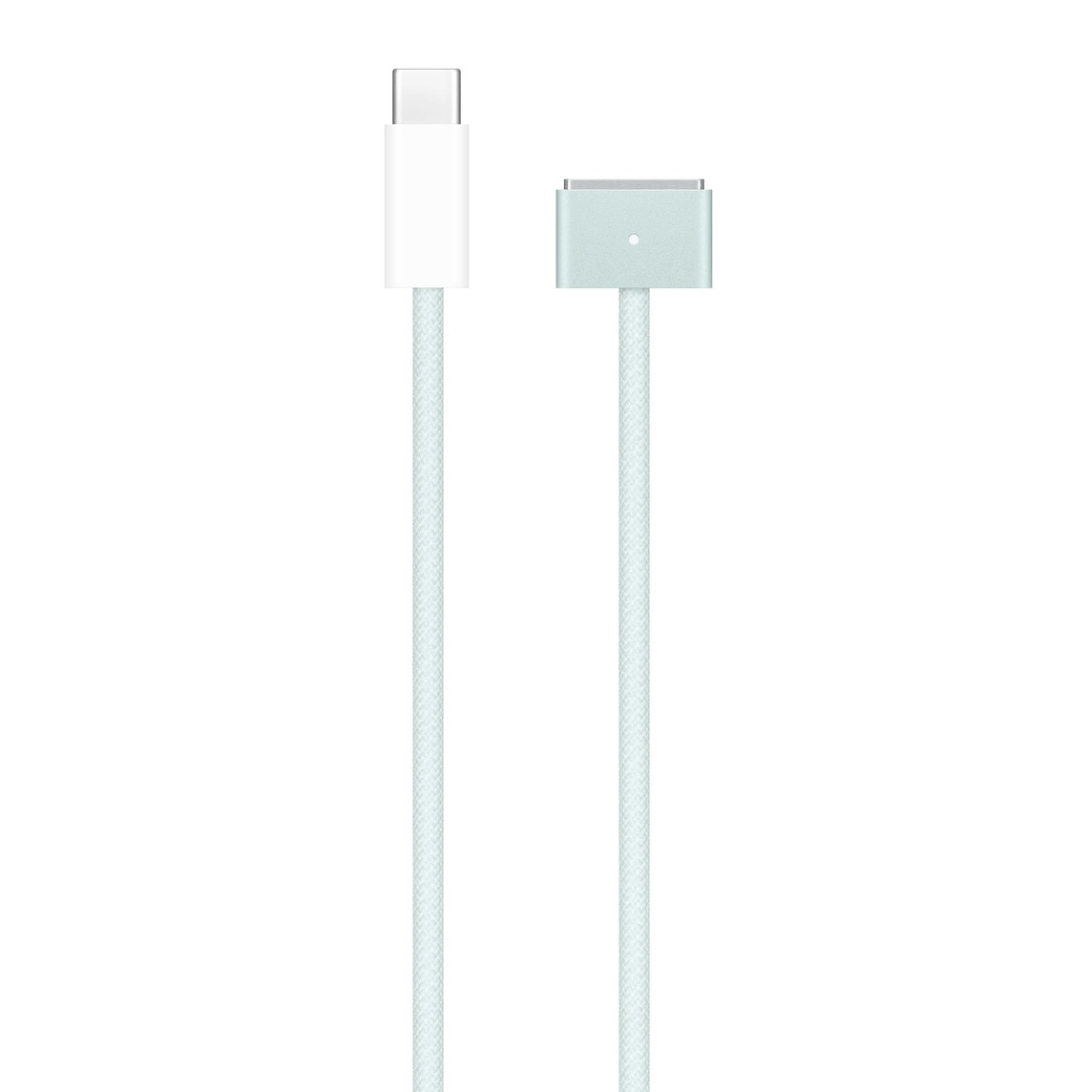 Product photography of the charging cable that is subtly green.